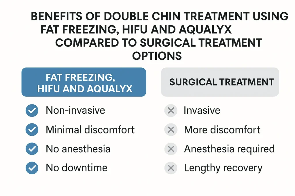 Graphic about the benefits of double chin treatment Waterlooville - from LA LIPO