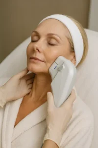 Woman receiving HIFU non surgical facelift treatment Waterlooville